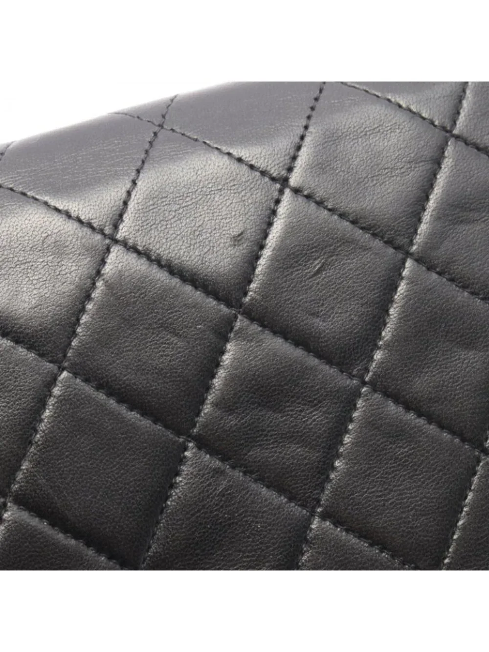 Chanel Shoulder Bag Quilted Full Flap Black Lambskin Push Lock Chain